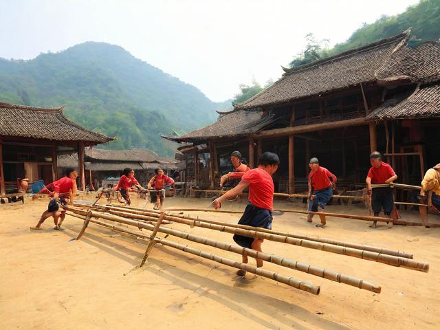 九游体育网站_ 乡村特色竹竿挤拔河，传承传统民俗运动，拔竹竿神器