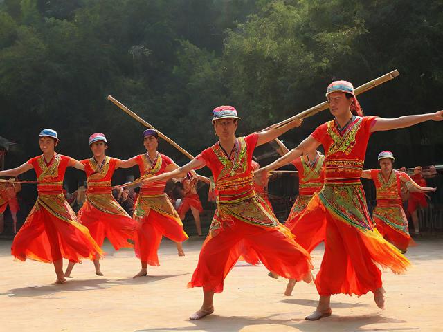 九游体育网站_ 传统民族竹竿舞比赛，文化传承的运动盛典，竹竿舞展示名称